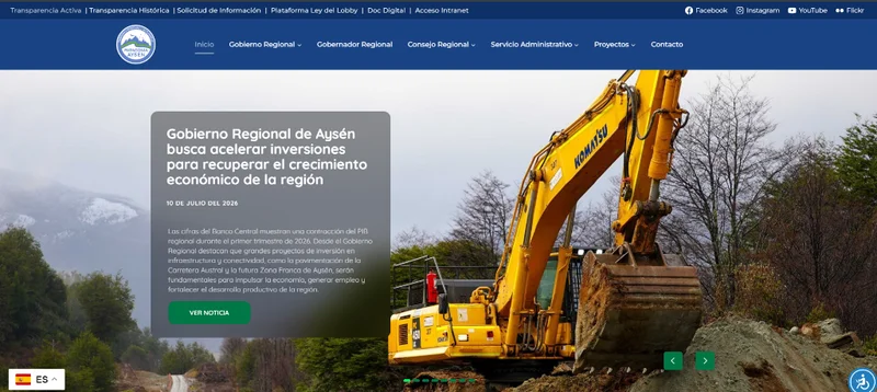 Previsualización del sitio institucional del Gobierno Regional de Aysén